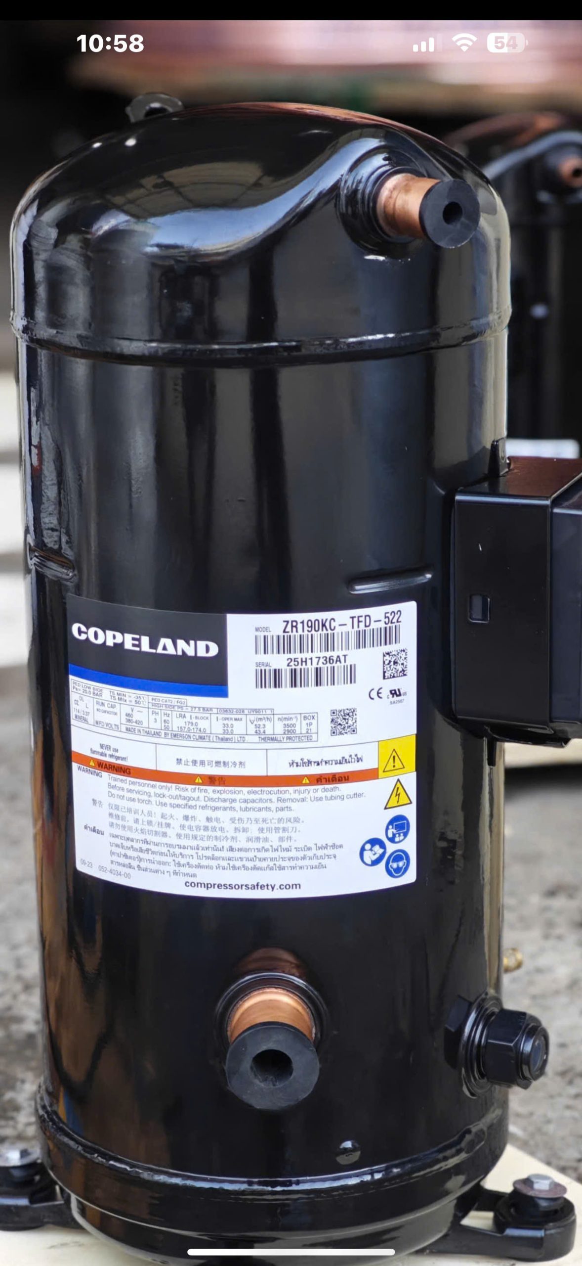 Máy nén lạnh Copeland ZR190KC-TFD-522 